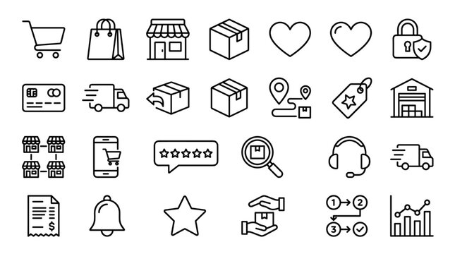 Set of  e-commerce and shopping icons vector