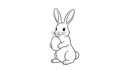 Fototapeta premium Cute bunny holding Easter egg in playful pose