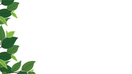 Corner Frame Design with Fresh Green Leaves and Branches for Nature Inspired Card Background Vector Illustration
