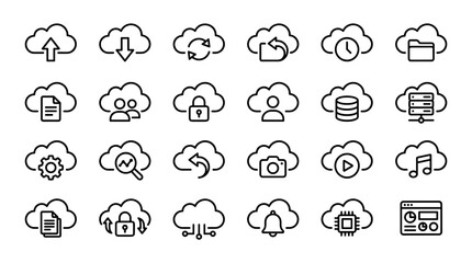 Obraz premium Set of cloud computing icons vector