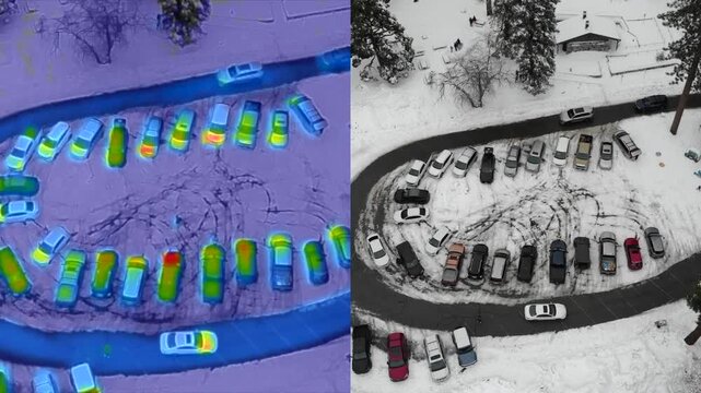 : A Drone Survey and Training of the Valley of the Falls Parking loot looking at a side by side infrared images of the Falls Area in California to teach observers how to identify subjects.