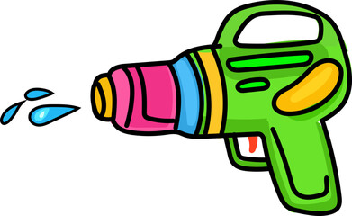 Obraz premium Green and Pink Songkran Water Blaster Cartoon Icon
