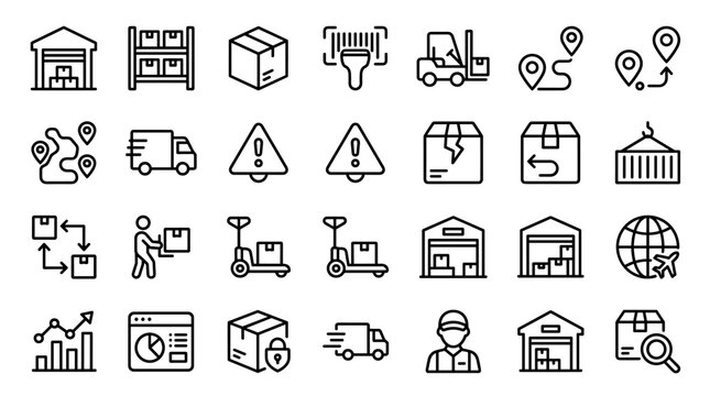Set of  logistics and transportation icons vector