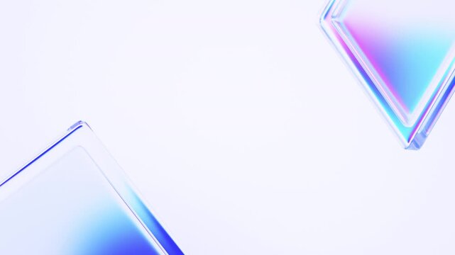 Abstract rotating glass squares on a light background, 4k seamless loop 3d animation