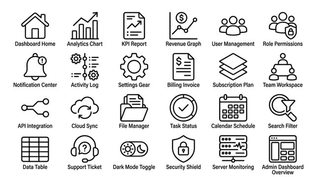 Set of line style business management icons vector