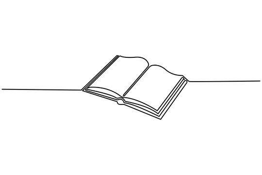 Book icon continuous one line drawing minimalist open book outline vector illustration isolated on white background education reading concept
