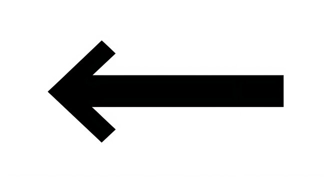 A black left arrow pointing to the left isolated on transparent background