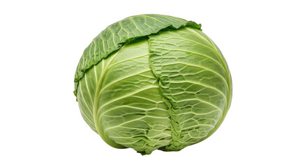 Fototapeta premium Fresh green cabbage head isolated on transparent background with leaves