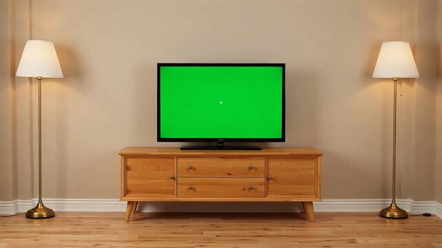 Living room with TV and lamps