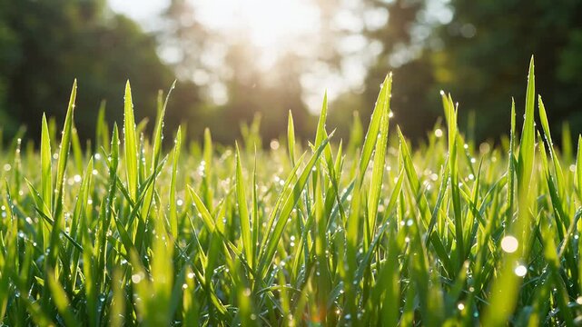 Morning dew on green grass