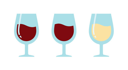 Colorful glasses of wine collection in minimalist style