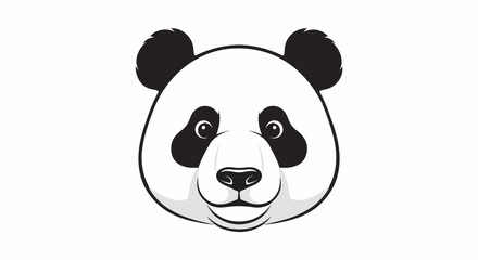 A close-up, front-facing, simple illustration of a panda's face © mangan