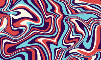 Obraz premium Dynamic retro swirl pattern with vibrant fluid lines creating an abstract psychedelic marbling effect, perfect for contemporary backgrounds and graphic design projects