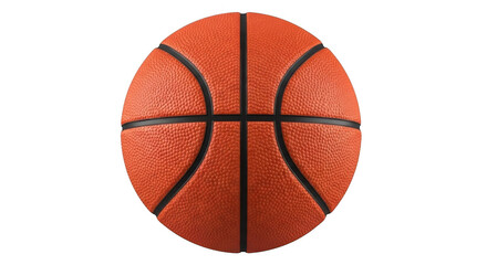 Obraz premium A closeup view of a textured orange basketball with black lines isolated on transparent background