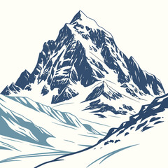 Fototapeta premium Towering icy mountain structure with thick snow cover