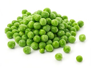 Fresh green peas pile isolated on white background healthy food ingredient