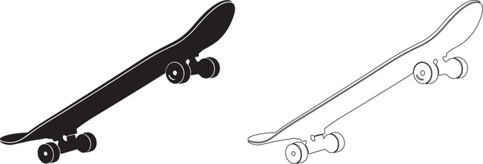 Black skateboard and line drawing © PrimeVisuals