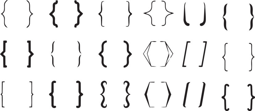 Embracing the Brackets: A minimalist compilation, showcasing a diverse set of brackets, each distinct in form, inviting exploration of their function and aesthetic nuances.