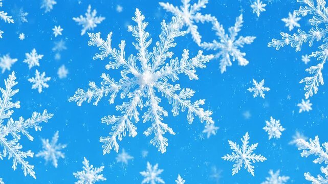Snowflakes against blue sky