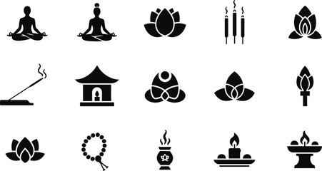 Fototapeta premium Yoga and meditation icons set