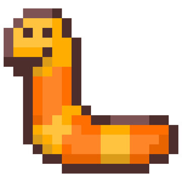 Pixel illustration of a yellow worm