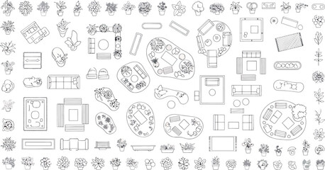 A collection of various icons and symbols isolated on transparent background