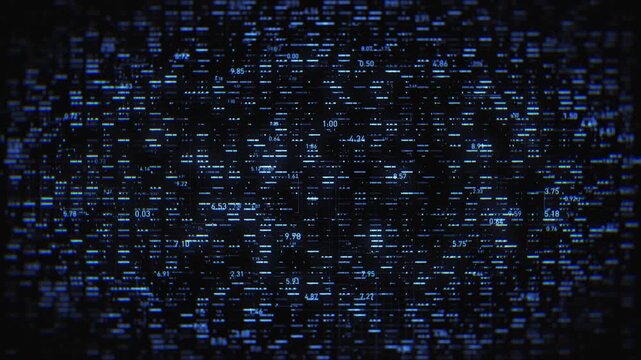Big Data Digital Tech Background Animation
Technology data figures and patterns randomly shifting on a black background