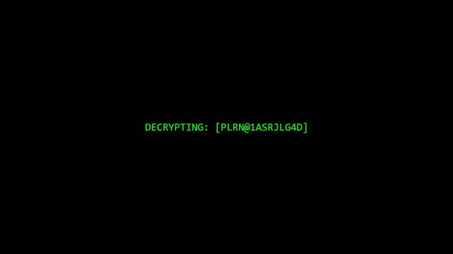Cyber Decryption Process: Hacking and Data Unlocking Screen
