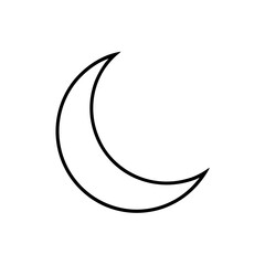 A simple line drawing of a crescent moon with the dark side facing left