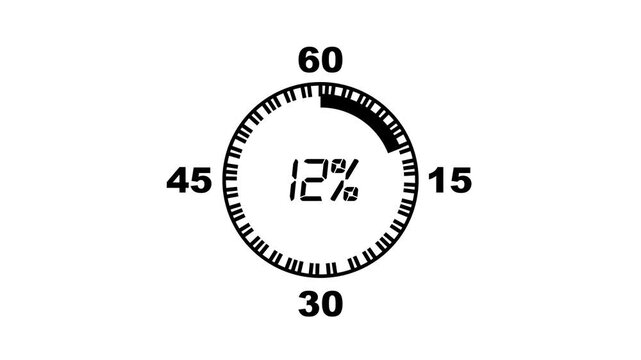 Abstract Pie Chart Data Loop Animation with 12 percent. 12 Modern circular pie chart animation showing percentage progress and statistics.