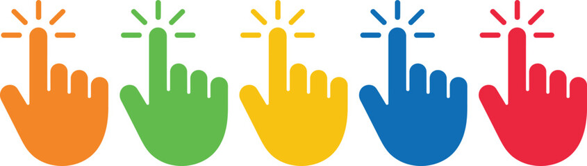 Obraz premium Vibrant illustration of five hands with different colored fingers and sparkles