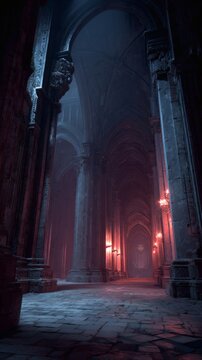 Gothic Architecture interior: A sense of mystery and grandeur is evoked by the image, capturing the majestic interior of a gothic architectural marvel.
