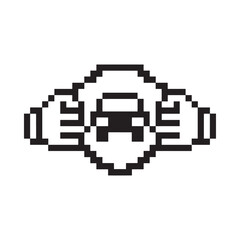 Obraz premium Pixelated illustration of a car within a geometric cloud like frame