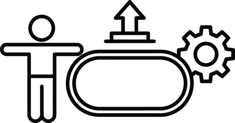 Obraz premium A person interacts with a gear and arrow on a graphic interface wqe 668