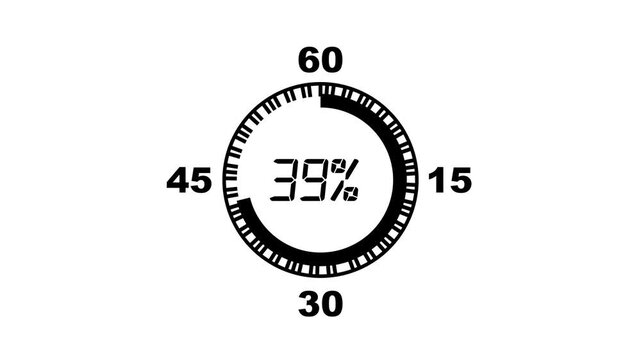 49 Percent number circle pie chart animation. A modern spinning percentage circle pie chart illustration showcasing growth, performance, and statistical analysis. Ideal for business, finance,