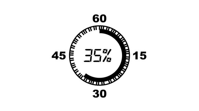 36 Percent number circle pie chart animation. A modern spinning percentage circle pie chart illustration showcasing growth, performance, and statistical analysis. Ideal for business, finance,