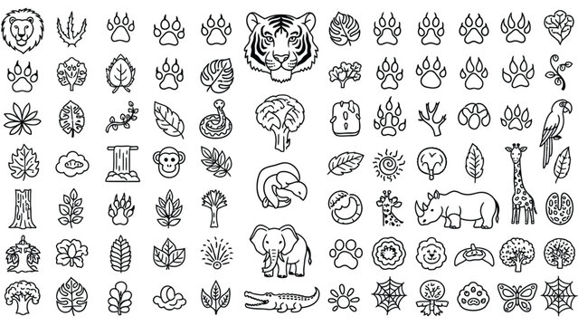 Various animal icons and symbols.