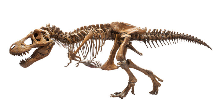 Tyrannosaurus Rex skeleton on black background prehistoric animal ancient reptile fossil