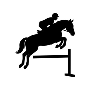 Equestrian show jumping horse silhouette in action