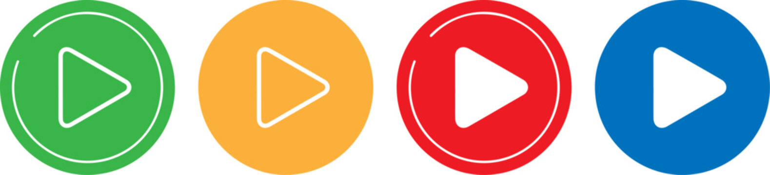 Colorful play buttons icons for multimedia and entertainment
