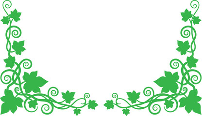Symmetrical ivy vine frame corner decoration with spiral stems and leaves © Mst Insanara Begum