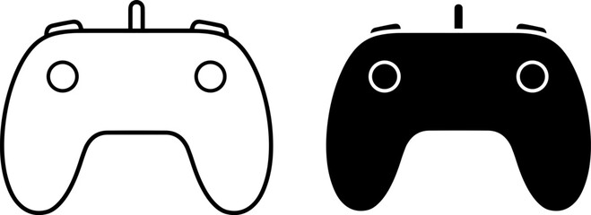 Modern gamepad controller icons in black and white © mohammad