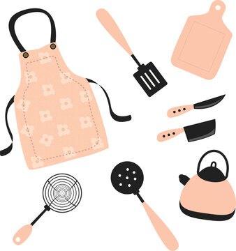 Kitchen Cartoon Set Vector 