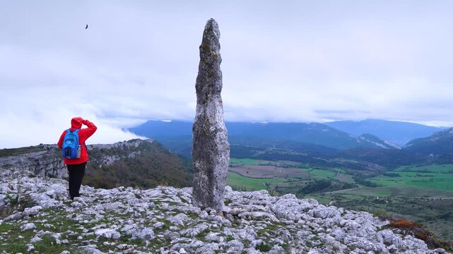 Menhir of El Gustal in the Valderejo Natural Park in the municipality of Valdegovia in the province of &Aacute;lava. Basque Country. Spain. Europe