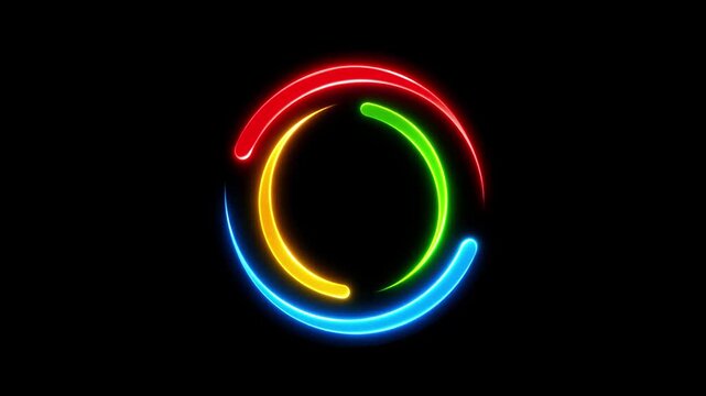 Animated video of rotating neon light color circle