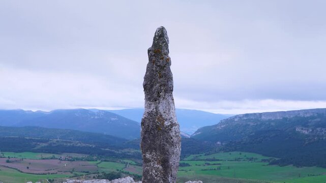 Menhir of El Gustal in the Valderejo Natural Park in the municipality of Valdegovia in the province of &Aacute;lava. Basque Country. Spain. Europe