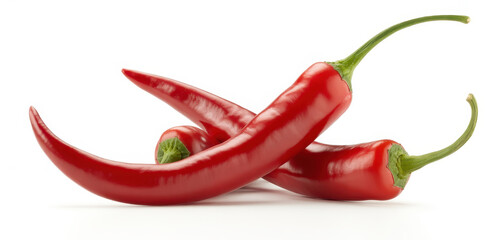 Red chili peppers on white background hot peppers isolated