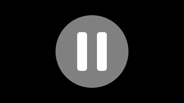 Play and pause button icon animations on a black background. Represents toggling video or audio playback for apps, websites, and digital interfaces. Perfect for UI and UX projects.