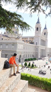 Urban lifestyle reading in Madrid Spain