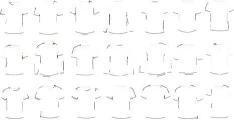Obraz premium A grid of 18 simple line drawings of t-shirts, some v-neck